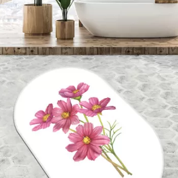 Covoras de baie, Chilai Home, Sitivo Djt, 70x120 cm, Poliester, Alb imagine