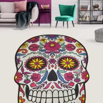 Covoras de baie, Chilai Home, Skull Djt (80 x 120), 80x120 cm, Poliester, Multicolor imagine