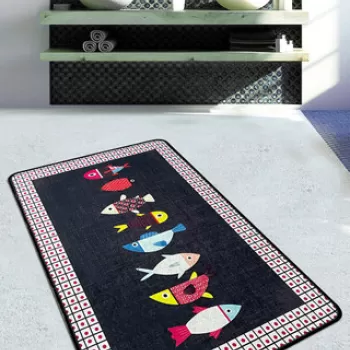 Covoras de baie, Chilai Home, Swing of Fish Djt (70 x 120), 70x120 cm, Poliester, Multicolor imagine