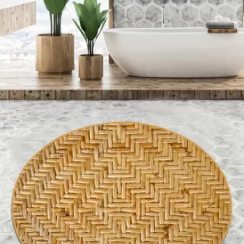 Covoras de baie, Chilai Home, Tetris Djt (200 cm), Poliester, Multicolor imagine