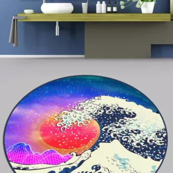 Covoras de baie, Chilai Home, Tidal Wave Djt (120 cm), Poliester, Multicolor imagine