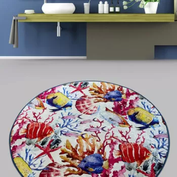 Covoras de baie, Chilai Home, Under Djt (80 cm), Poliester, Multicolor imagine