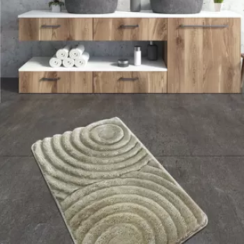 Covoras de baie, Chilai Home, Wave, 70x120 cm, Fibre acrilice, Gri imagine
