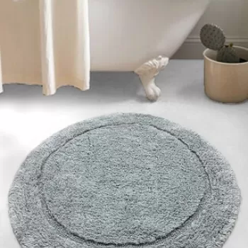 Covoras de baie, Chilai Home, Wolle, 90x90 cm, Bumbac, Gri imagine