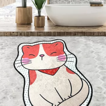 Covoras de baie, Chilai, Katze (60 x 90), 60x90 cm, Catifea, Multicolor imagine
