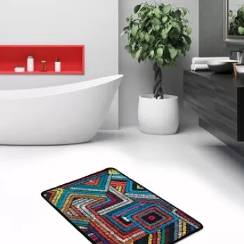 Covoras de baie, Chilai, Maglie DJT, 40x60 cm, Micropoliamida, Multicolor imagine