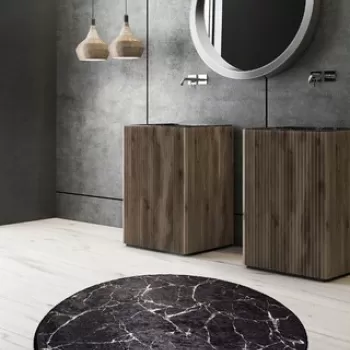 Covoras de baie, Chilai, Marble (140), Catifea, Multicolor imagine