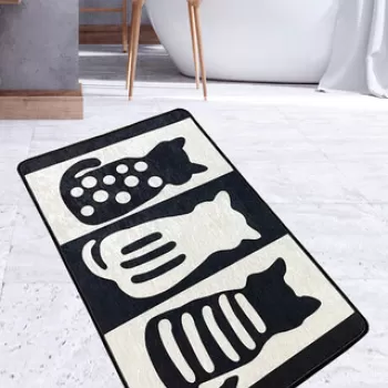 Covoras de baie, Chilai, Meo, 70x120 cm, Poliester, Multicolor imagine