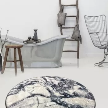 Covoras de baie, Chilai, Mermer DJT (100 cm), Micropoliamida, Multicolor imagine