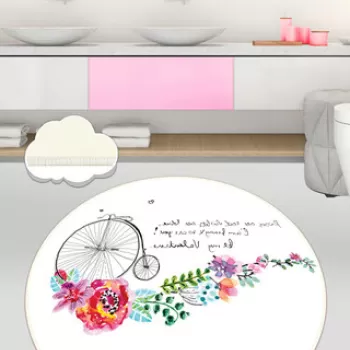 Covoras de baie, Chilai, Monowheel (120 cm), Catifea, Multicolor imagine