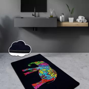 Covoras de baie, Chilai, Olifant, 70x120 cm, Catifea, Multicolor imagine