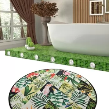 Covoras de baie, Chilai, Patch DJT (100 cm), Micropoliamida, Multicolor imagine