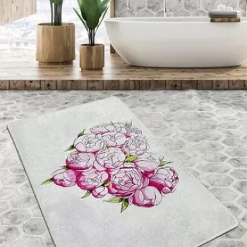 Covoras de baie, Chilai, Peonia Djt (80 x 100), 80x100 cm, Poliester, Multicolor imagine