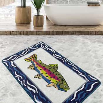 Covoras de baie, Chilai, Pescado, 70x120 cm, Catifea, Multicolor imagine