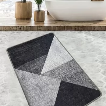 Covoras de baie, Chilai, Phell v2, 70x120 cm, Poliester, Gri imagine