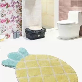 Covoras de baie, Chilai, Pineapple, 60x100 cm, Fibre acrilice, Multicolor imagine