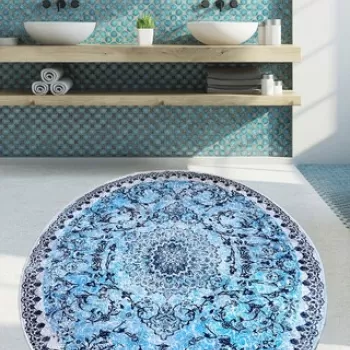 Covoras de baie, Chilai, Raiya (120 cm), 120x120 cm, Poliester, Multicolor imagine