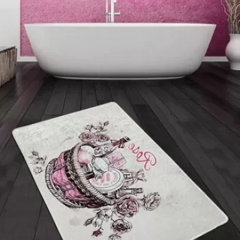 Covoras de baie, Chilai, Rose Basket Djt (80 x 100), 80x100 cm, Poliester, Multicolor imagine