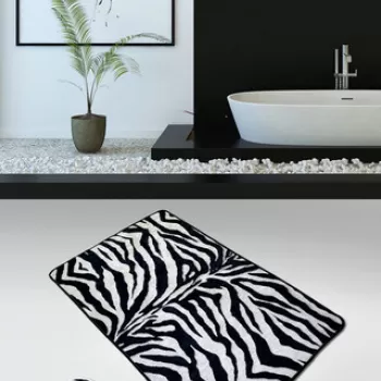 Covoras de baie, Chilai, Str?ped (80 x 100), 80x100 cm, Catifea, Multicolor imagine