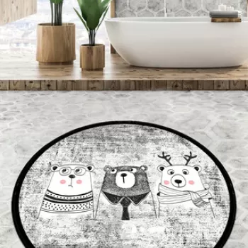 Covoras de baie, Chilai, Three Bears Circle Djt 100, Poliester, Multicolor imagine