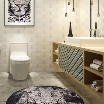 Covoras de baie, Chilai, Tiger (140), Catifea, Multicolor imagine