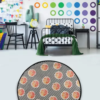 Covoras de baie, Chilai, Tranche Circle Djt 120, Poliester, Multicolor imagine