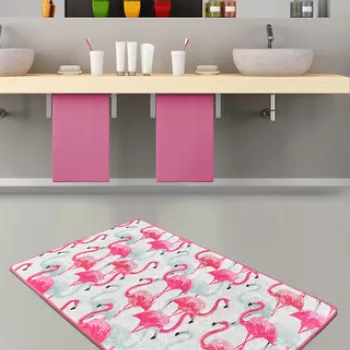 Covoras de baie, Chilai, Vogel Djt, 80x120 cm, Catifea, Multicolor imagine