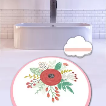 Covoras de baie, Chilai, With Love (120 cm), Catifea, Multicolor imagine