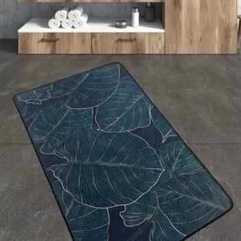 Covoras de baie, Chilai, Zeleno, 70x120 cm, Poliester, Multicolor imagine