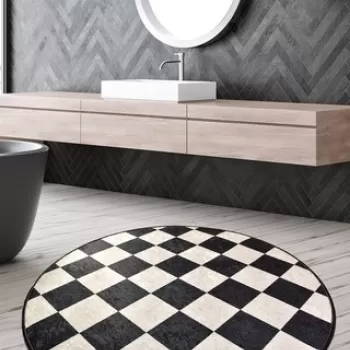 Covoras de baie Dama, Chilai, O140 cm, multicolor imagine