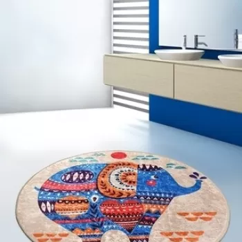 Covoras de baie Etnic, Chilai, O140 cm, multicolor imagine