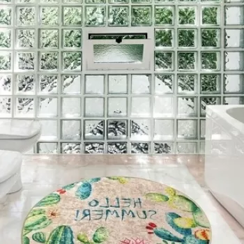 Covoras de baie Hello Summer, Chilai, O140 cm, multicolor imagine