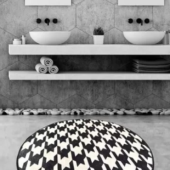 Covoras de baie Kazayagi, Chilai, O140 cm, multicolor imagine