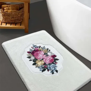 Covoras de baie, L'essentiel Maison, Bella Rose, 60x100 cm, Ecru imagine
