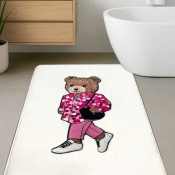 Covoras de baie, L'essentiel Maison, Boss Bear, 60x100 cm, Ecru imagine