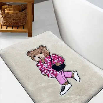 Covoras de baie, L'essentiel Maison, Boss Bear, 60x100 cm, Piatra imagine