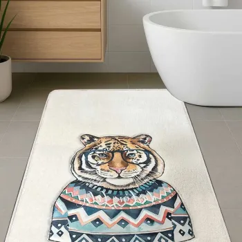 Covoras de baie, L'essentiel Maison, Logwe, 60x100 cm, Ecru imagine