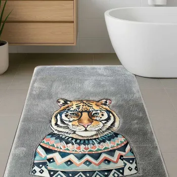 Covoras de baie, L'essentiel Maison, Logwe, 60x100 cm, Fumuriu imagine