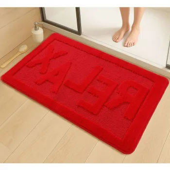 Covoras de baie, L'essentiel Maison, Relax, 60x100 cm, Rosu imagine