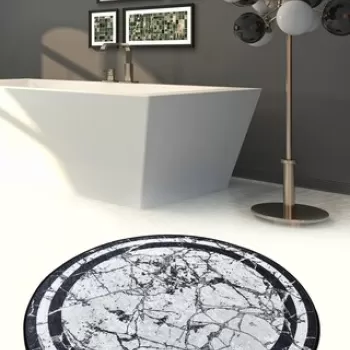 Covoras de baie Marmor, Chilai, O120 cm, multicolor imagine