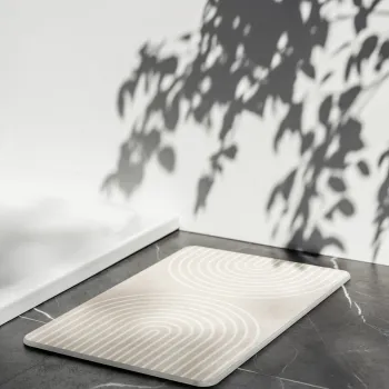 Covoras de baie Nazca, Wenko, 39x60x1 cm, diatomit natural, bej imagine