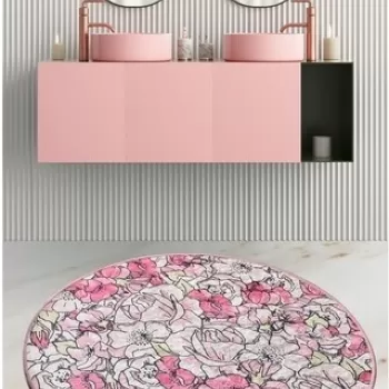 Covoras de baie Rosa, Chilai, O200 cm, roz imagine