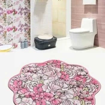 Covoras de baie Rosa Shape, Chilai, O100 cm, roz imagine