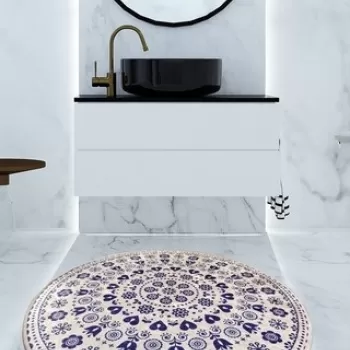 Covoras de baie Venice, Chilai, O100 cm, albastru imagine