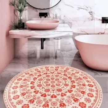 Covoras de baie Venice, Chilai, O100 cm, rosu imagine