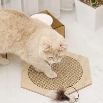 Covoras de zgariat pentru pisici, Paws & Whiskers, Altigen 30- Beige, MDF, Bej imagine