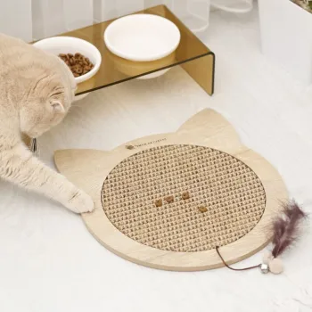 Covoras de zgariat pentru pisici, Paws & Whiskers, Kedi, MDF, Bej imagine