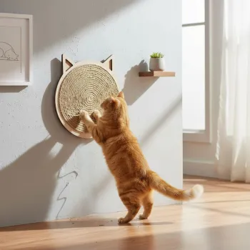 Covoras de zgariat pentru pisici, Paws & Whiskers, Mondle, Diametru interior: 26 cm, Bej imagine