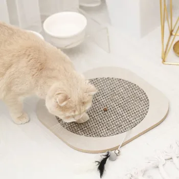 Covoras de zgariat pentru pisici, Paws & Whiskers, Yuvarlak, MDF, Gri imagine