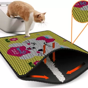 Covoras litiera pentru colectarea granulelor de nisip, Nrszn0063, 45x60 cm, 50% PVC/50% POLIESTER, Multicolor imagine